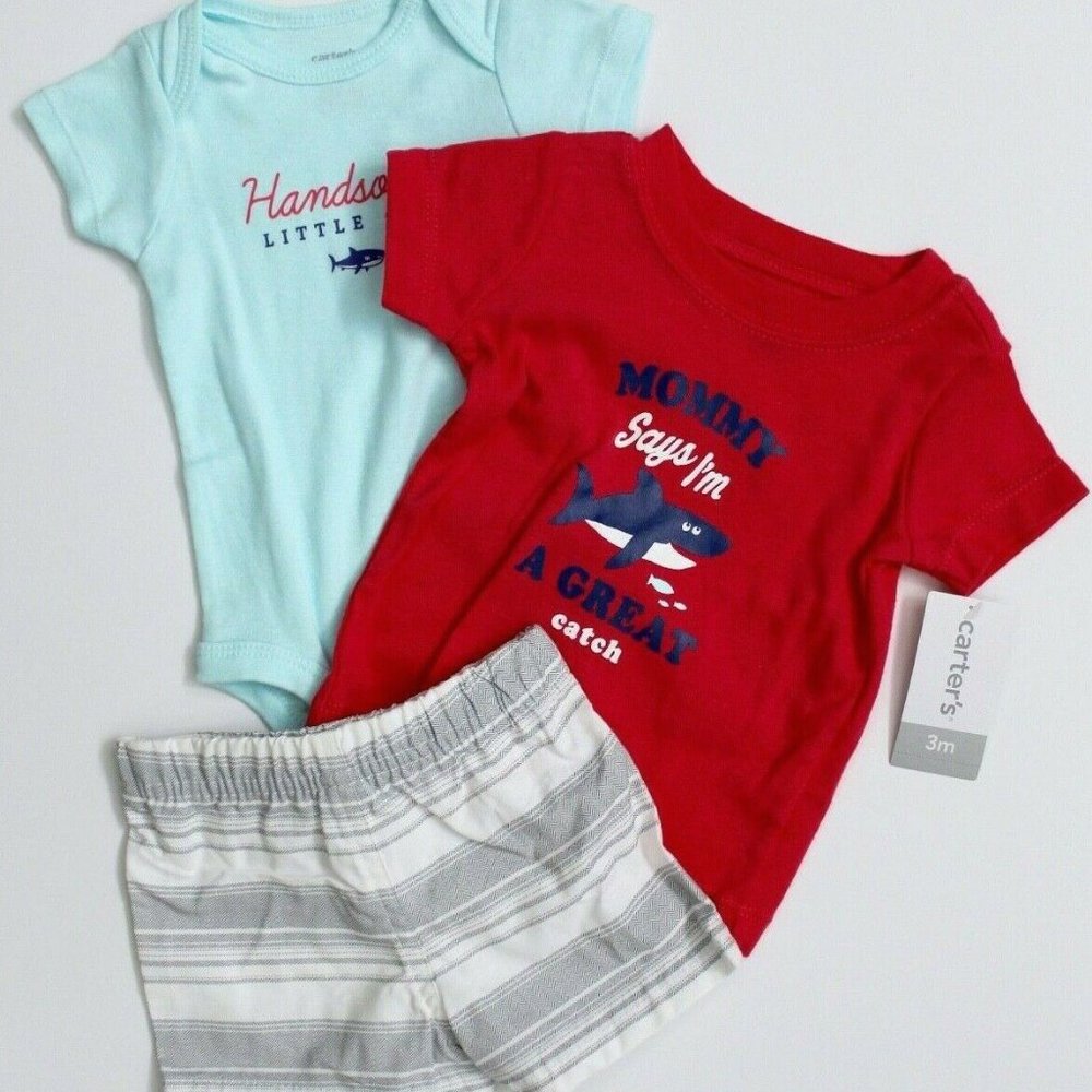 Carter's 3-Piece Bodysuit, Shirt and Striped Shorts Size 3M